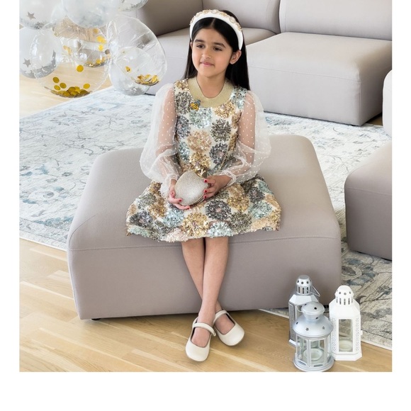 Graci Girls Gold Sequin Dress - Picture 3 of 11